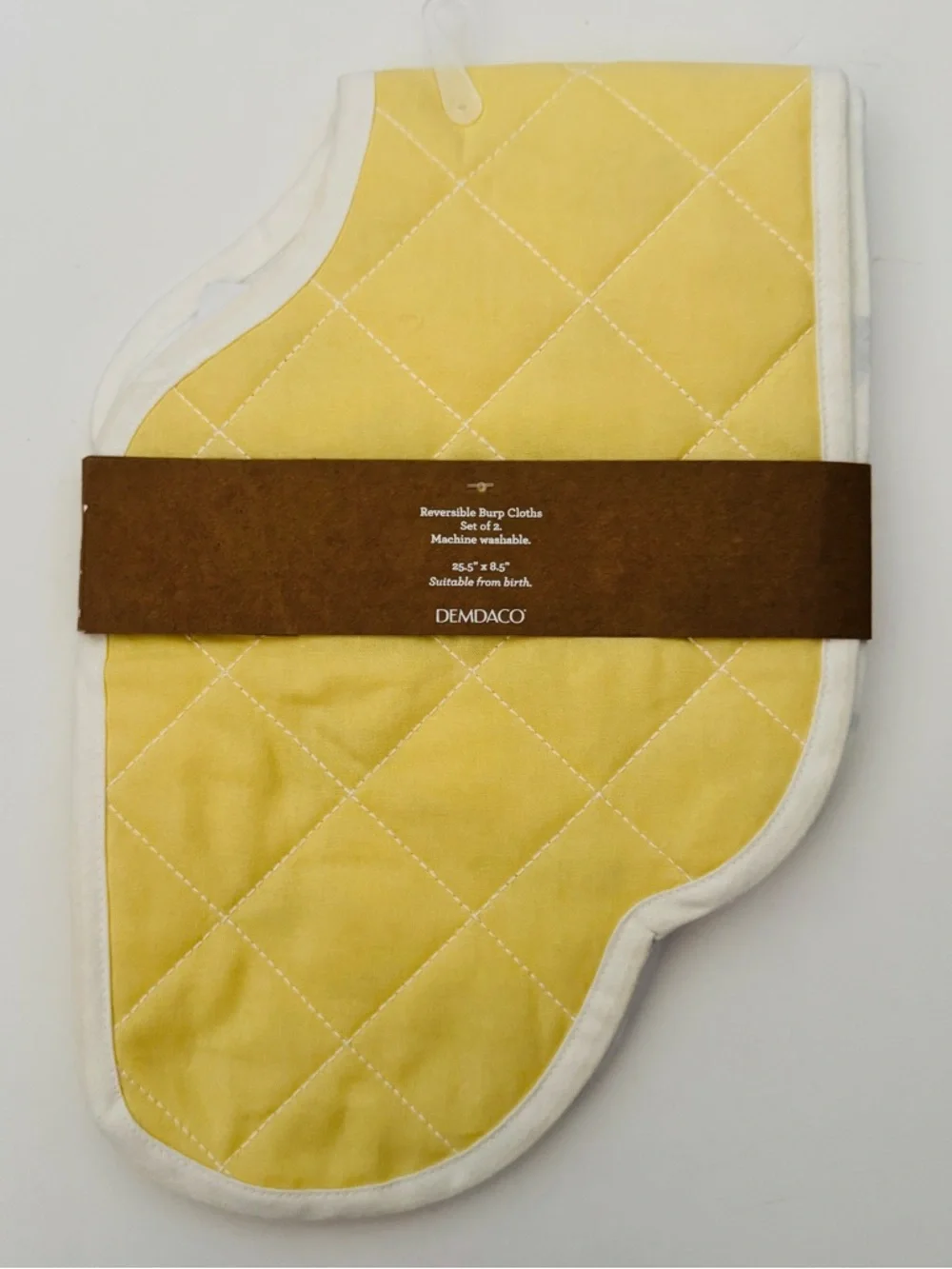 Demdaco Reversible Baby Burp Cloths - Set of 2 Yellow and White